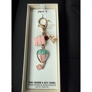 Piper‎ K Paris Travel Bag Charm Keychain Hot Air Balloon Eiffel Tower Suitcase